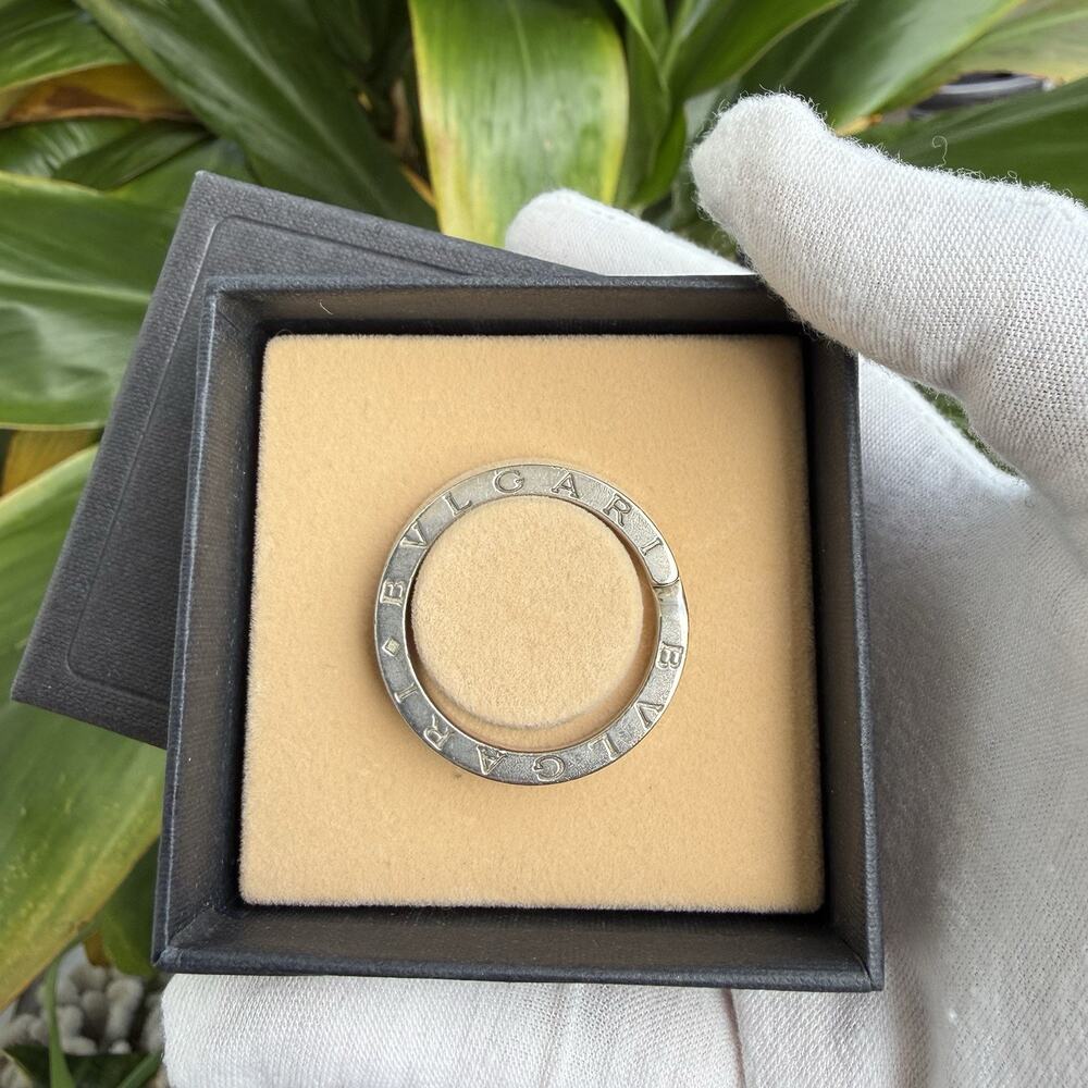 BVLGARI BVLGARI Key Ring Sterling Silver 925 Pendant Top Logo w/Box